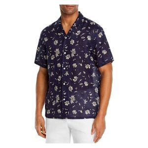 The Mens store Mens Navy Floral Short Sleeve Classic Button Down Casual Shirt S